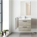 Mueble baño suspendido Alan 2 cajones, espejo y lavabo, Alaska Madera