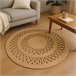 Alfombra redonda de yute trenzado - Diseño calado de 2 líneas Alfombra redonda de yute trenzado - Diseño calado de 2 líneas Natural