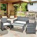 Muebles de Ratán Poliéster, Ratán PE, Vidrio, Metal Outsunny Gris