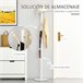 Perchero de Pie Metal, Madera Maciza HOMCOM Blanco