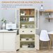 Alacena de Cocina MDF, Melamina de Madera, Vidrio HOMCOM Blanco