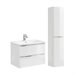 Conjunto mueble lavabo individual encastrado y columna April 80 Blanco