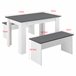 Conjunto de mesa de comedor + 2 bancos Hokksund aglomerado 110x70 Blanco
