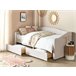 Beliani Cama con almacenaje Poliéster VITTEL 214x98 Beige