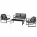 [casa.pro] set de muebles de jardín 2 x sillas sofá mesa Negro