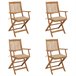 4 Sillas de jardín plegables de madera con cojines Beige