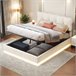 Cama, LED, cama con muelles, cama doble, cama funcional 146x204 Cama, LED, cama con muelles, cama doble, cama funcional 146x204 Beige