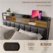Cama doble con puerto USB, LED y almacenaje. Negro