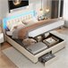 Cama, cajón, LED, USB, bolsa de almacenamiento. 185x203 Cama, cajón, LED, USB, bolsa de almacenamiento. 185x203 Beige