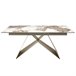 Mesa comedor extensible rectangular mármol porcelánico y acero color champagne Blanco/ Rojo