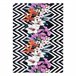 Alfombra lavable ANDRE 2300 flores zigzag 80x150 Negro