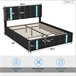 Cama, LED, USB, Tipo-c, Cama juvenil, Cama doble 167x205 Negro