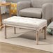 Taburete para Pie de Cama Poliéster, Espuma y Madera de Caucho Crudo