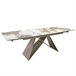 Mesa comedor extensible rectangular mármol porcelánico y acero color champagne Blanco/ Rojo