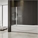Mampara de Bañera Abatible Giratoria Vidrio Templado 6 mm Rectangular con 2 Repisas y un Toallero,Altura 140cm Blanco/ Gris