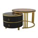 2 en 1, mesa de centro, mesa auxiliar, cajón 70x70 Negro