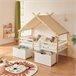 Cama infantil Surnadal con colchón pino Cama infantil Surnadal con colchón pino Blanco/ Madera