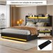 Cama, USB, LED, cama doble, cama funcional 143x211 Cama, USB, LED, cama doble, cama funcional 143x211 Negro