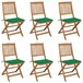 6 Sillas de jardín plegables de madera con cojines Verde