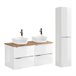 Conjunto mueble lavabo doble y columna April 120 Blanco