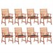 8 Sillas comedor de jardín de madera maciza acacia con cojines Marron