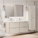 Conjunto de muebles con lavabo encastrado y columna Alba 120 Beige