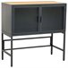 Aparador de vidrio, metal y madera 2 puertas Negro