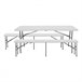 Conjunto Plegable Mesa con 2 Bancos Blanco