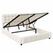 Cama tapizada, luces LED, espacio de almacenamiento Beige
