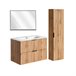 Conjunto de muebles con lavabo espejo LED y columna Adriel 80 Madera