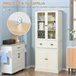 Alacena de Cocina MDF, Melamina de Madera, Vidrio HOMCOM Blanco