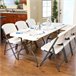 Mesa rectangular patas plegables blanco efecto granito LIFETIME 182 x 76 x 73,5 cm Blanco