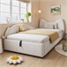 Cama con almacenaje de terciopelo Beige