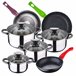 Bateria de cocina 8 piezas sartenes Multicolor
