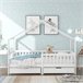 Cama cabaña infantil de madera maciza con 2 cajónes Cama cabaña infantil de madera maciza con 2 cajónes Blanco