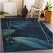 Alfombra lavable ANDRE 1170 Hojas Geométrico 80x150 Azul Marino