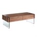 Mesa centro rectangular nogal y cristal templado Transparente