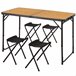 Aktive Mesa plegable aluminio bambú con 4 taburetes Negro/ Madera