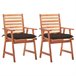2 Sillas de comedor para jardín de madera con cojines Marron