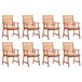 8 Sillas comedor de jardín de madera maciza acacia con cojines Beige