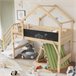 Cama alta cabaña infantil de madera de pino Cama alta cabaña infantil de madera de pino Natural/ Blanco