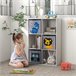 Estantería Juguetes Infantil MDF, Melamina, Tela no Tejida Blanco/ Gris