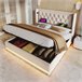 Cama de matrimonio de algodón con almacenaje 150x210 Beige