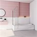 Mampara de Bañera Plegable, 2 Hojas y Panel Fijo,Vidrio Templado Antical con un Toallero 