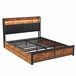 Cama de metal, USB, LED, 4 cajones 160x217 Multicolor