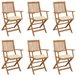 6 Sillas de jardín plegables de madera con cojines Crema