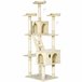 Árbol para Gatos Tablero Madera Aglomerado, Felpa y Sisal PawHut Beige