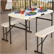 Conjunto plegable mesa y 2 bancos utrarresistente LIFETIME 106x61x74 cm UV100 Crema