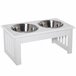 Comedero Elevado para Perros Acero Inoxidable, MDF PawHut Blanco