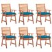 6 Sillas de comedor para jardín de madera con cojines Azul